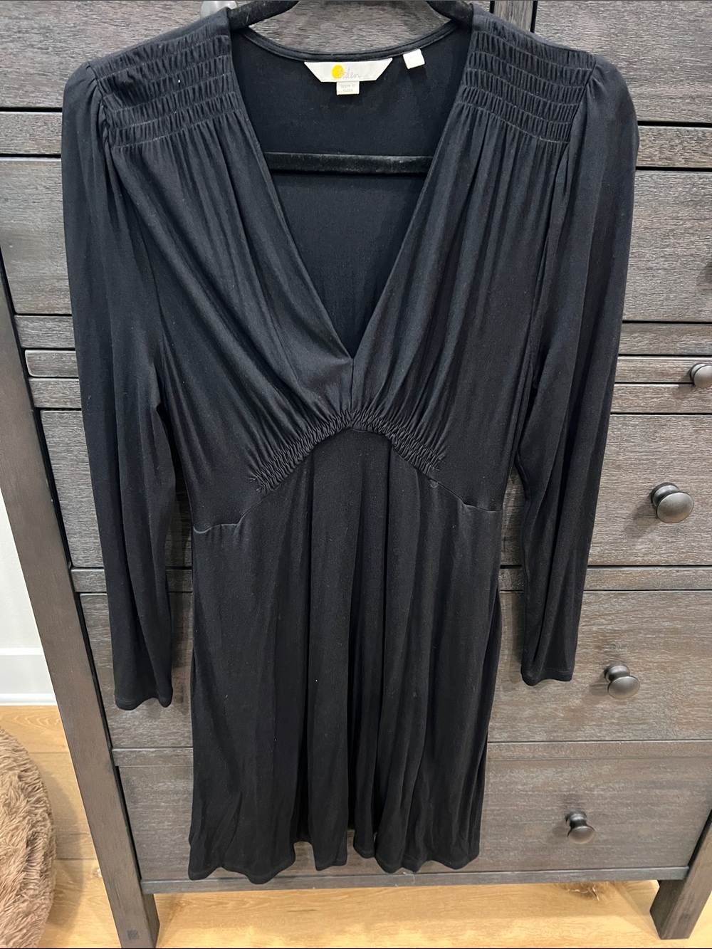Boden Women's Black V-Neck Empire Waist Dress